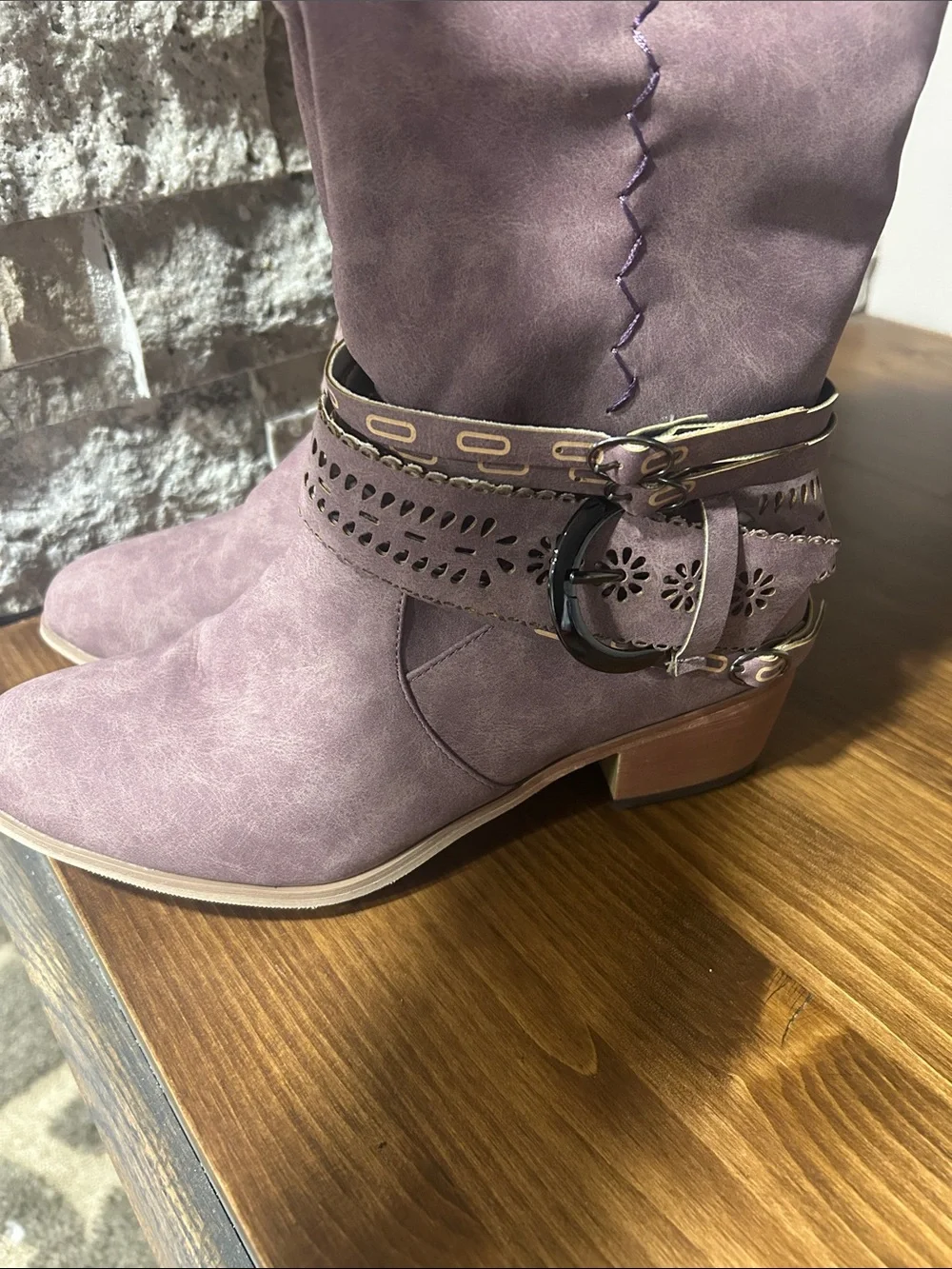 Women's Lavender faux suede Mid-Calf Western Boots NEW size 8 (39)